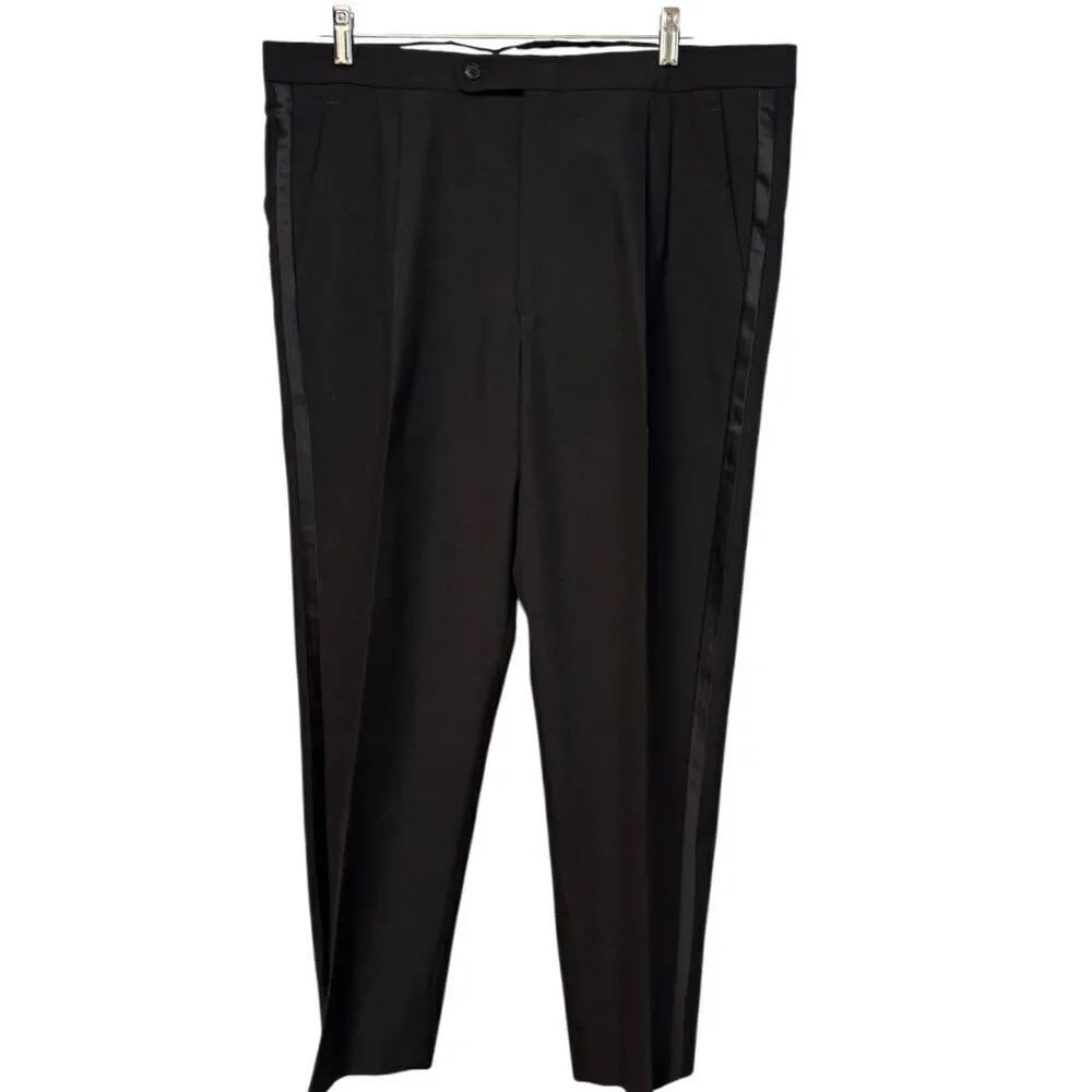 Barry Manufacturing Wool Tuxedo Jacket 42R Pants 39 Black Satin Trim Occasion Fo